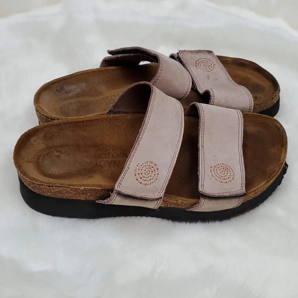 Naot Pink Double-Strap Leather Sandals